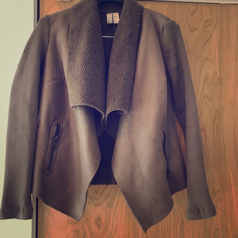 Mixed Material Fall Layering Coat